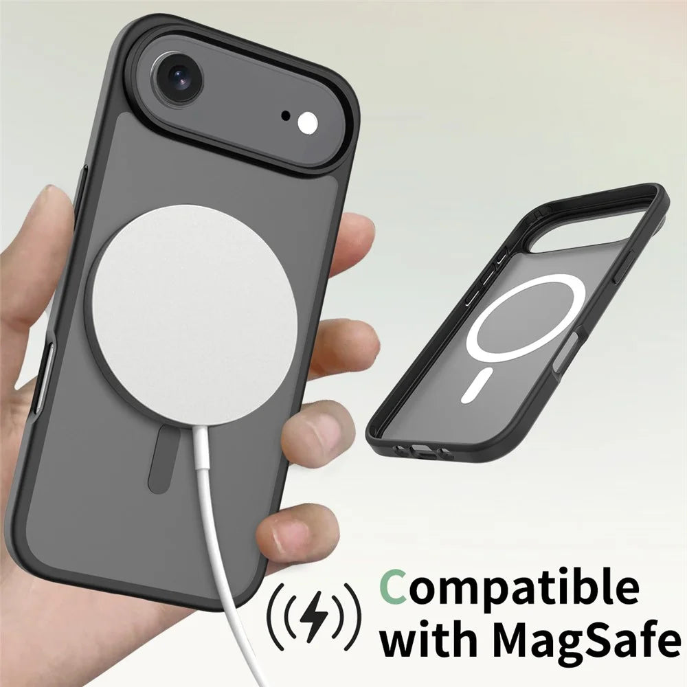 For iPhone Air Case Compatible with MagSafe TPU Frame Acrylic Back Phone Cover Skin Touch - Black - 4