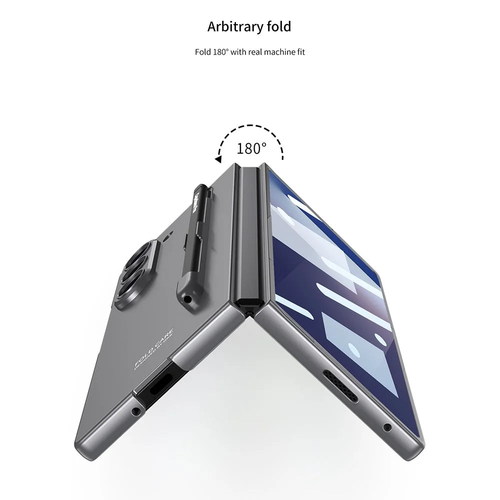 GKK For Samsung Galaxy Z Fold7 5G Case with Stylus PC + Tempered Glass Slim Phone Back Cover - Black - 3
