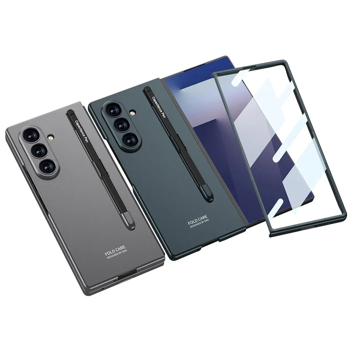 GKK For Samsung Galaxy Z Fold7 5G Case with Stylus PC + Tempered Glass Slim Phone Back Cover - Black - 7