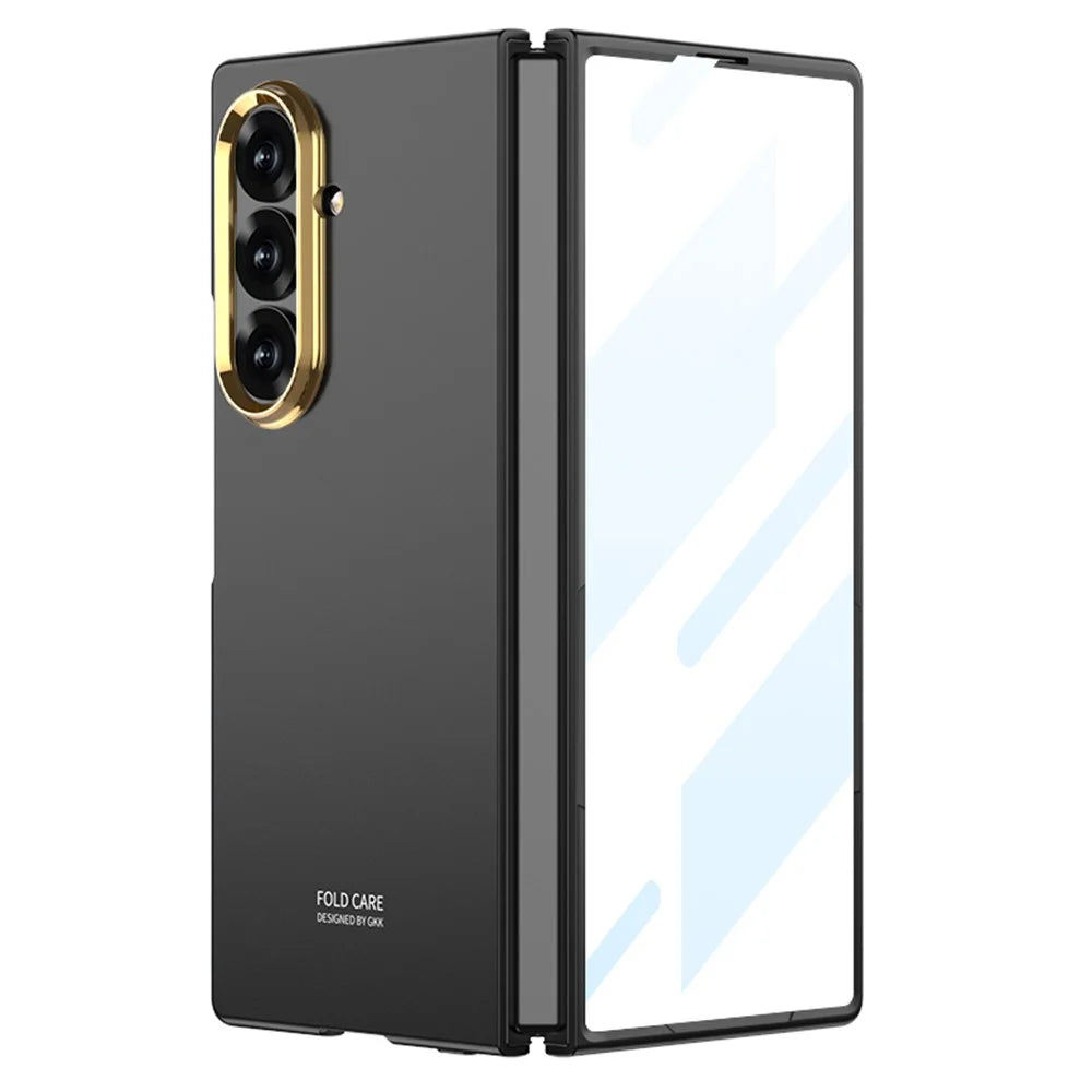 GKK For Samsung Galaxy Z Fold7 5G Case PC + Tempered Glass Phone Back Cover - Black - 1