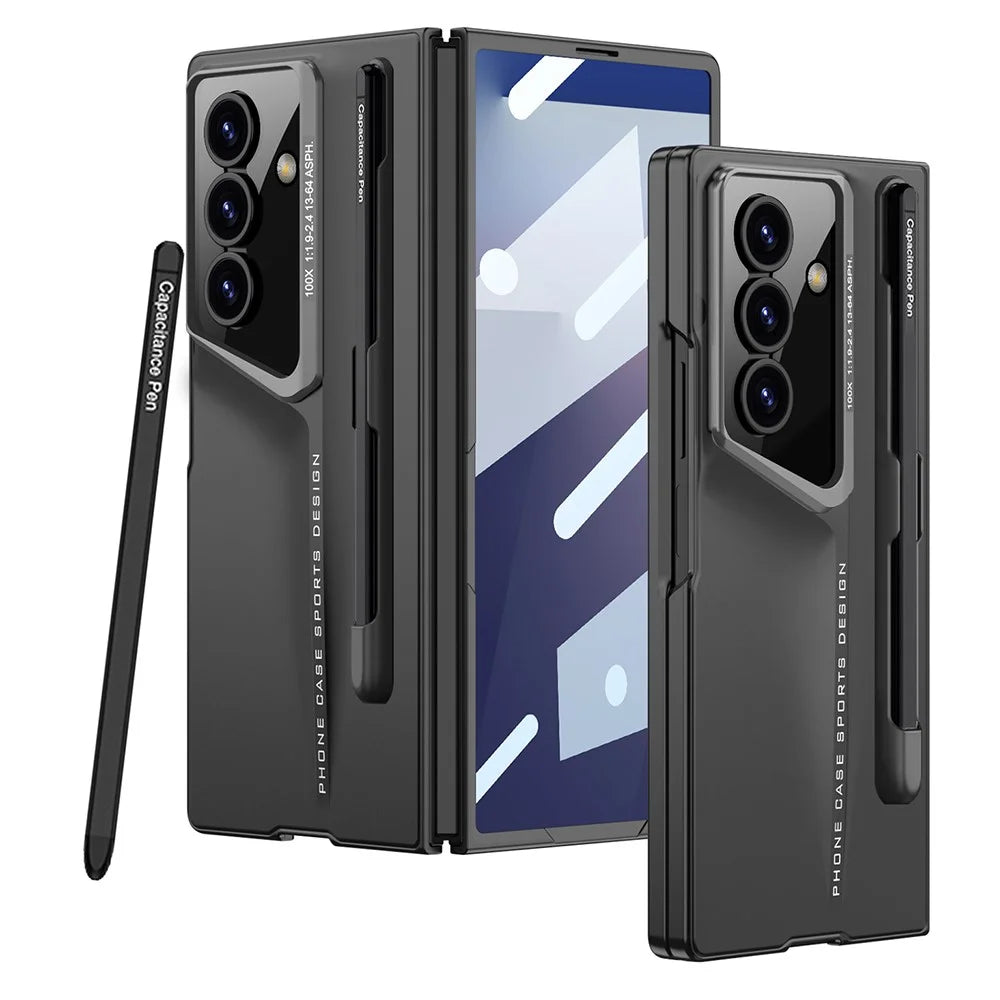 GKK For Samsung Galaxy Z Fold7 5G Case with Stylus PC + Tempered Glass Slim Phone Cover - Black - 1