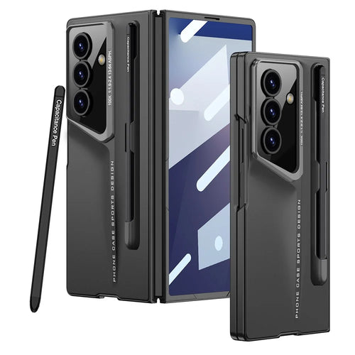 GKK For Samsung Galaxy Z Fold7 5G Case with Stylus PC + Tempered Glass Slim Phone Cover - Black - 1