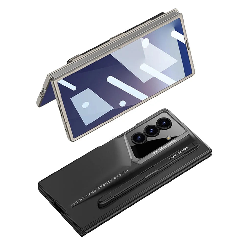 GKK For Samsung Galaxy Z Fold7 5G Case with Stylus PC + Tempered Glass Slim Phone Cover - Black - 3