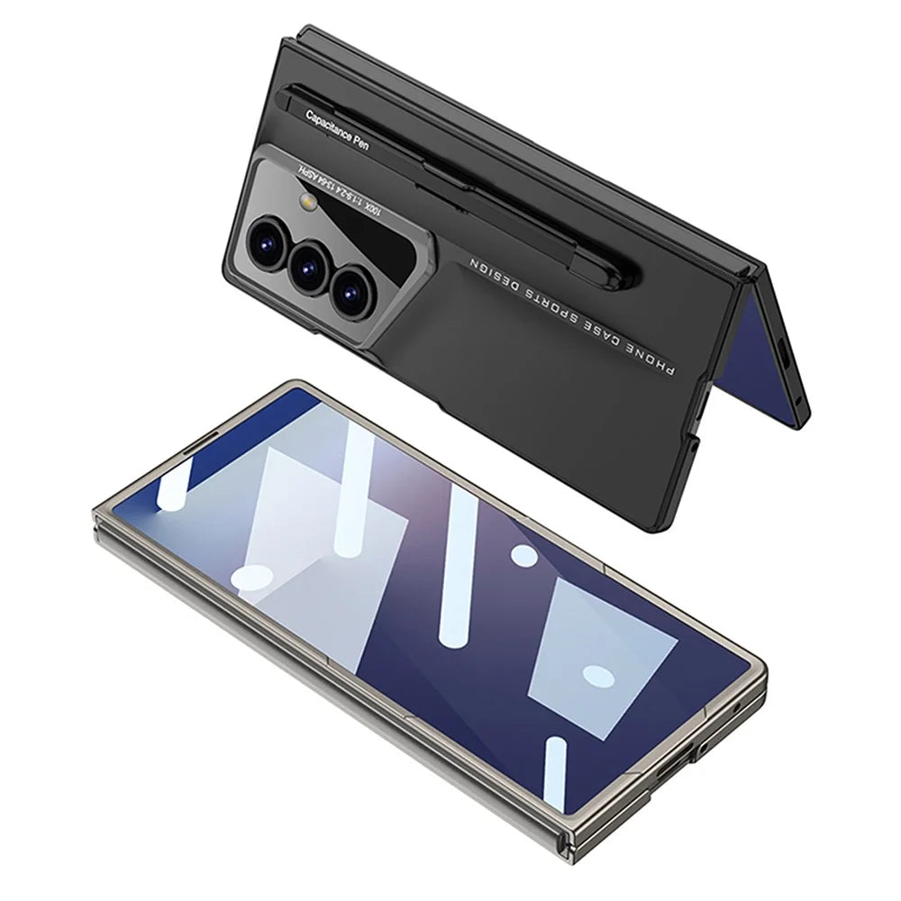 GKK For Samsung Galaxy Z Fold7 5G Case with Stylus PC + Tempered Glass Slim Phone Cover - Black - 5