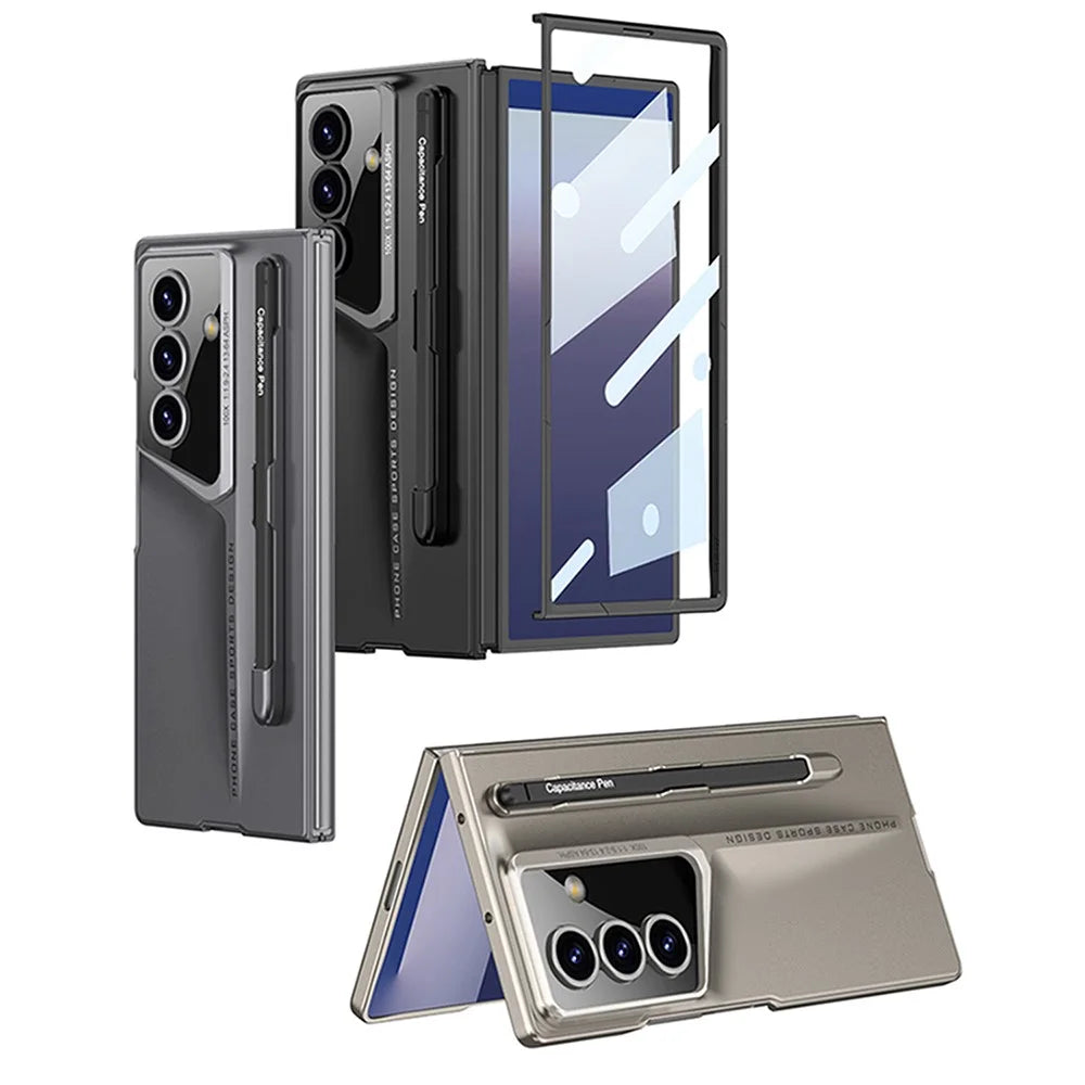 GKK For Samsung Galaxy Z Fold7 5G Case with Stylus PC + Tempered Glass Slim Phone Cover - Black - 7