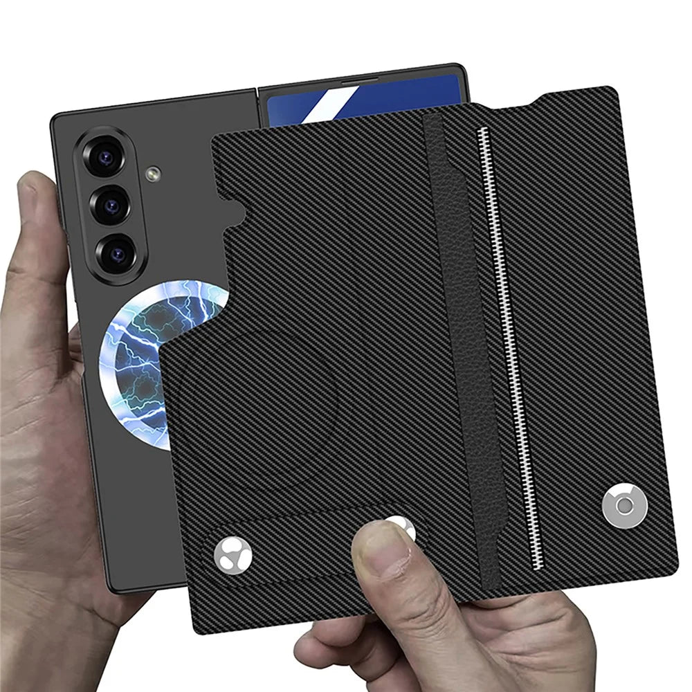 GKK For Samsung Galaxy Z Fold7 5G Magnetic Case with Card Slot Detachable PC PU Leather Flip Phone Cover - Black - 2