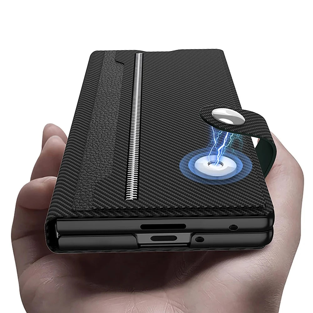 GKK For Samsung Galaxy Z Fold7 5G Magnetic Case with Card Slot Detachable PC PU Leather Flip Phone Cover - Black - 4