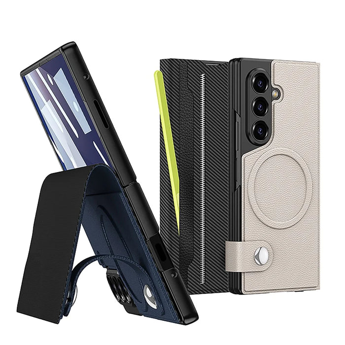 GKK For Samsung Galaxy Z Fold7 5G Magnetic Case with Card Slot Detachable PC PU Leather Flip Phone Cover - Black - 6