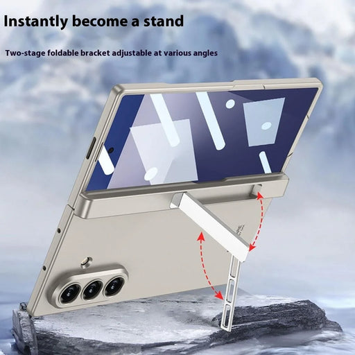 GKK For Samsung Galaxy Z Fold7 5G Case with Kickstand PC + Tempered Glass Phone Cover - Black - 2