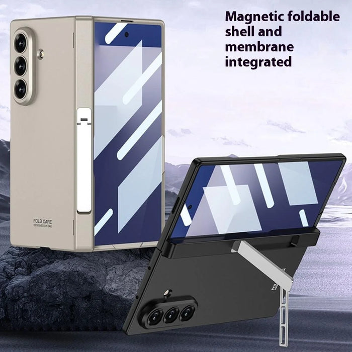 GKK For Samsung Galaxy Z Fold7 5G Case with Kickstand PC + Tempered Glass Phone Cover - Black - 3