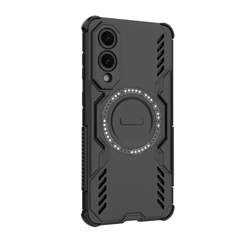 WANLONFENG For Samsung Galaxy S25 Edge Magnetic Case  DJ Series PC TPU Phone Cover with 2Pcs Tempered Glass Film - Black - 4