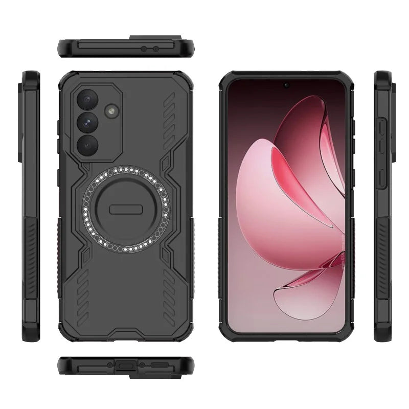 WANLONFENG For Samsung Galaxy A36 5G Magnetic Case  DJ Series PC TPU Phone Cover with 2Pcs Tempered Glass Film - Black - 2