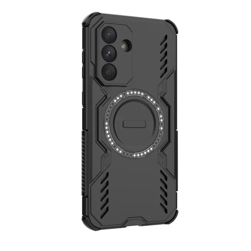 WANLONFENG For Samsung Galaxy A36 5G Magnetic Case  DJ Series PC TPU Phone Cover with 2Pcs Tempered Glass Film - Black - 4