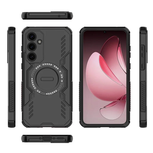 WANLONFENG For Samsung Galaxy A35 5G Magnetic Case  DJ Series PC TPU Phone Cover with 2Pcs Tempered Glass Film - Black - 2