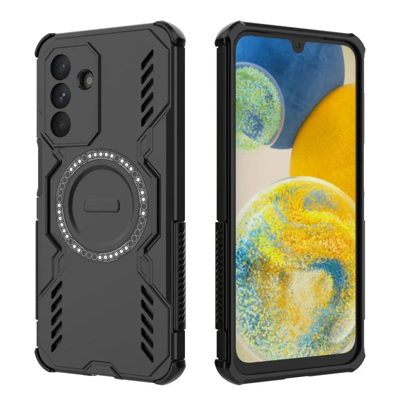 WANLONFENG For Samsung Galaxy A26 5G Magnetic Case  DJ Series PC TPU Phone Cover with 2Pcs Tempered Glass Film - Black - 3