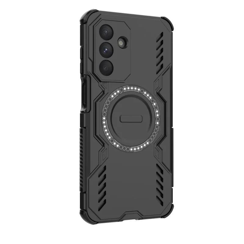 WANLONFENG For Samsung Galaxy A26 5G Magnetic Case  DJ Series PC TPU Phone Cover with 2Pcs Tempered Glass Film - Black - 4