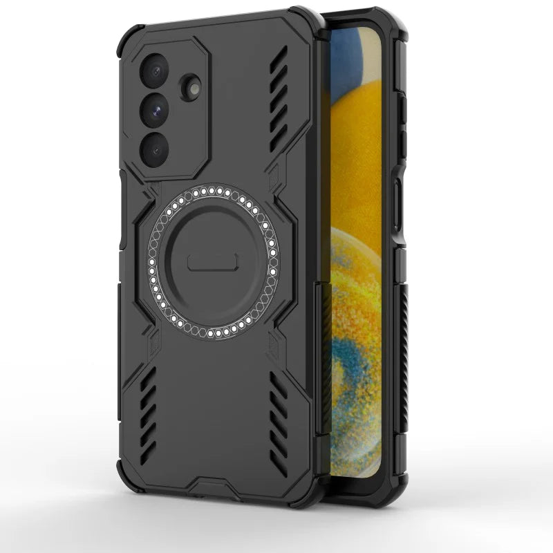 WANLONFENG For Samsung Galaxy A26 5G Magnetic Case  DJ Series PC TPU Phone Cover with 2Pcs Tempered Glass Film - Black - 5