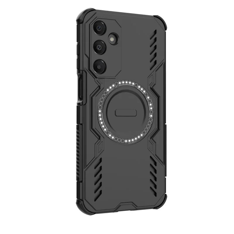 WANLONFENG For Samsung Galaxy A16 4G / Galaxy A16 5G Magnetic Case  DJ Series PC TPU Phone Cover with 2Pcs Tempered Glass Film - Black - 5