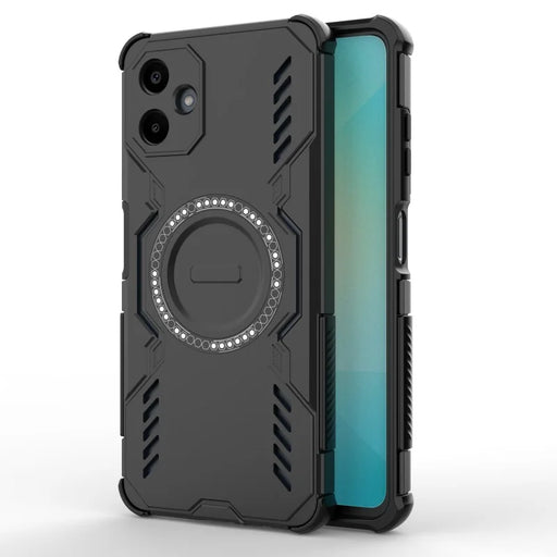 WANLONFENG For Samsung Galaxy A06 4G Magnetic Case  DJ Series PC TPU Phone Cover with 2Pcs Tempered Glass Film - Black - 2