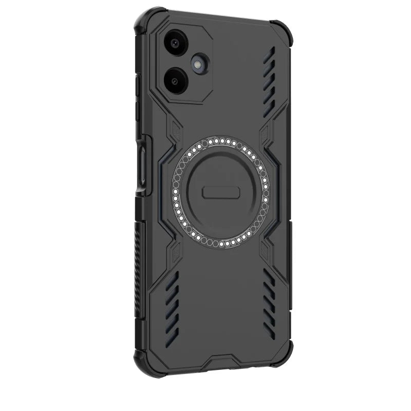 WANLONFENG For Samsung Galaxy A06 4G Magnetic Case  DJ Series PC TPU Phone Cover with 2Pcs Tempered Glass Film - Black - 5