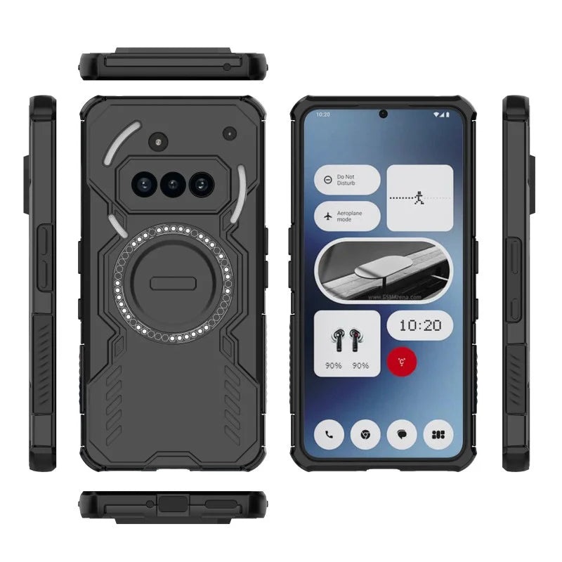 WANLONFENG For Nothing Phone (3a) Magnetic Case  DJ Series PC TPU Phone Cover with 2Pcs Tempered Glass Film - Black - 3