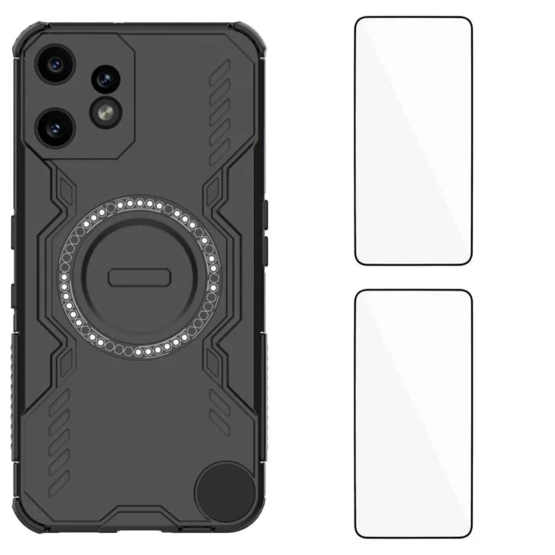 WANLONFENG For Nothing CMF Phone 2 Pro Magnetic Case  DJ Series PC TPU Phone Cover with 2Pcs Tempered Glass Film - Black - 1