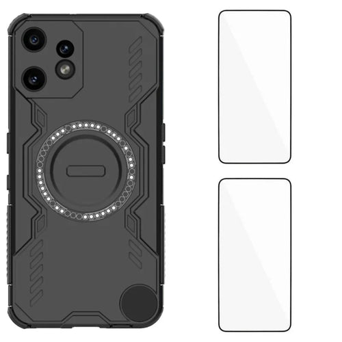 WANLONFENG For Nothing CMF Phone 2 Pro Magnetic Case  DJ Series PC TPU Phone Cover with 2Pcs Tempered Glass Film - Black - 1