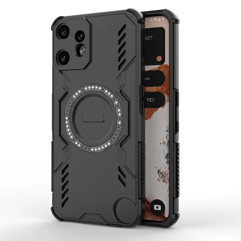 WANLONFENG For Nothing CMF Phone 2 Pro Magnetic Case  DJ Series PC TPU Phone Cover with 2Pcs Tempered Glass Film - Black - 2