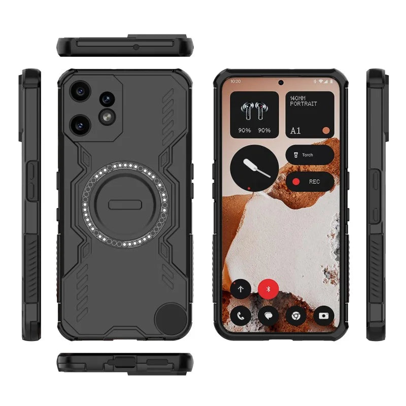 WANLONFENG For Nothing CMF Phone 2 Pro Magnetic Case  DJ Series PC TPU Phone Cover with 2Pcs Tempered Glass Film - Black - 3