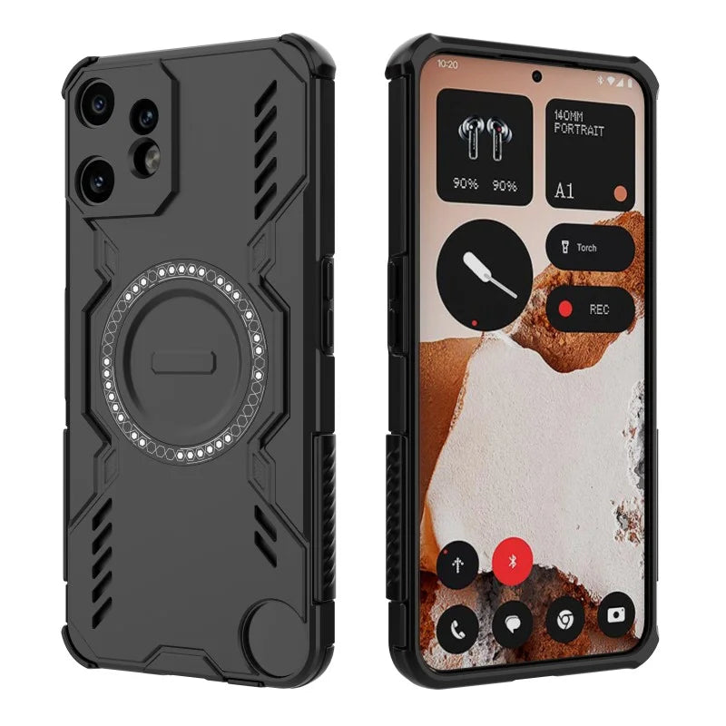 WANLONFENG For Nothing CMF Phone 2 Pro Magnetic Case  DJ Series PC TPU Phone Cover with 2Pcs Tempered Glass Film - Black - 4