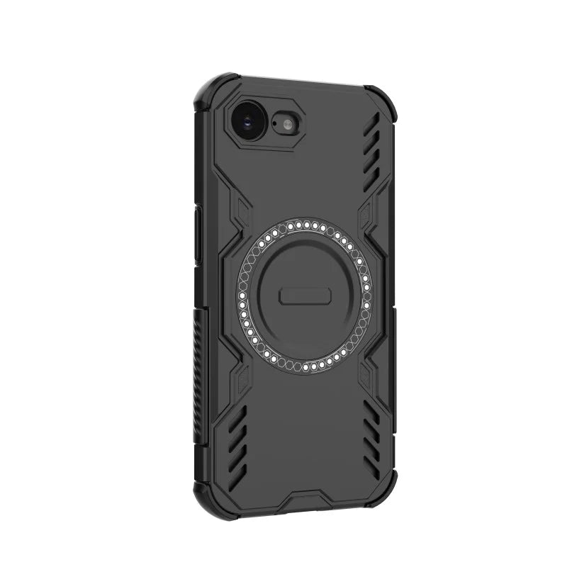 WANLONFENG For iPhone 17e / 16e Magnetic Case  DJ Series PC TPU Phone Cover with 2Pcs Tempered Glass Film - Black - 5