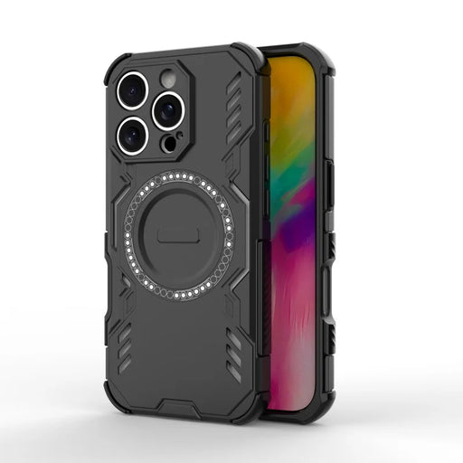 WANLONFENG For iPhone 16 Pro Max Magnetic Case  DJ Series PC TPU Phone Cover with 2Pcs Tempered Glass Film - Black - 2