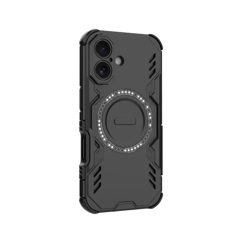 WANLONFENG For iPhone 16 Magnetic Case  DJ Series PC TPU Phone Cover with 2Pcs Tempered Glass Film - Black - 5