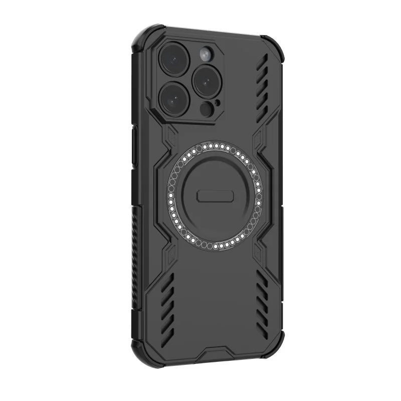 WANLONFENG For iPhone 15 Pro Magnetic Case  DJ Series PC TPU Phone Cover with 2Pcs Tempered Glass Film - Black - 5