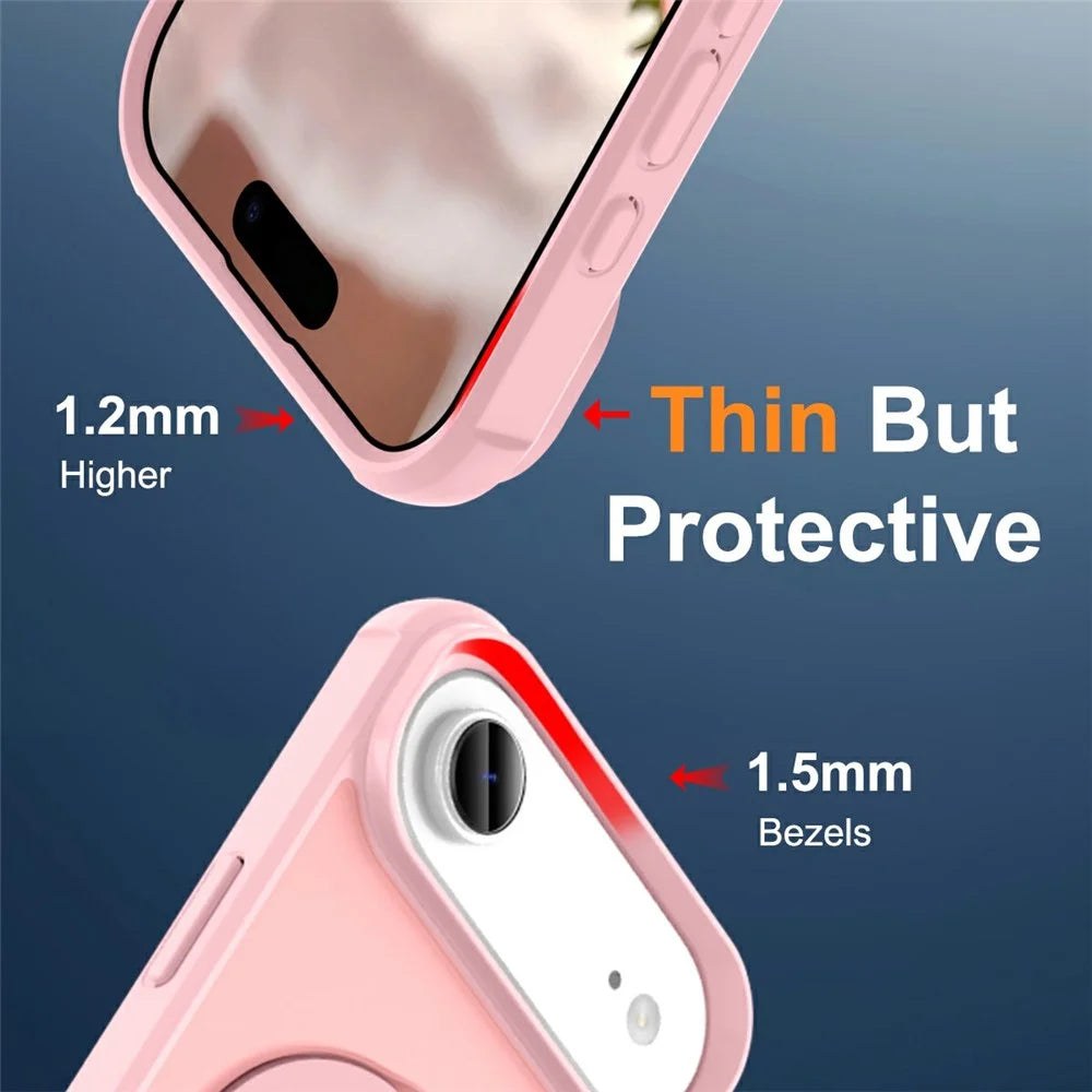For iPhone Air Case Compatible with MagSafe Ring Holder Kickstand TPU + PC Phone Cover - Pink - 7