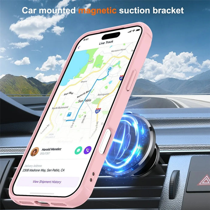 For iPhone 17 Pro Max Case Compatible with MagSafe Ring Holder Kickstand TPU + PC Phone Cover - Pink - 5