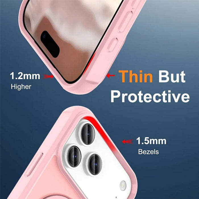 For iPhone 17 Pro Max Case Compatible with MagSafe Ring Holder Kickstand TPU + PC Phone Cover - Pink - 7