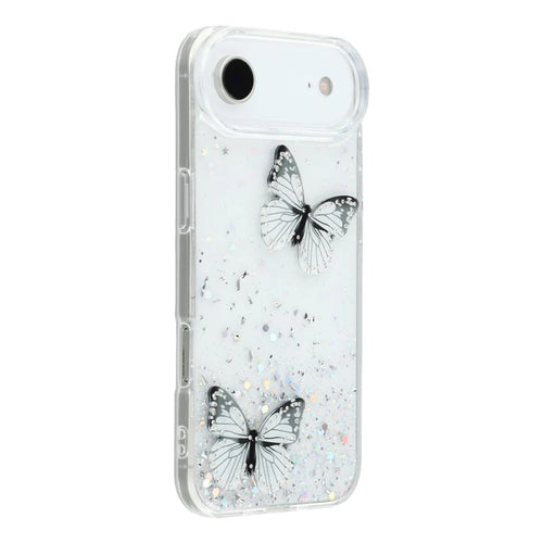 For iPhone Air Case Epoxy PVC Butterfly TPU Aesthetics Phone Cover - White - 1