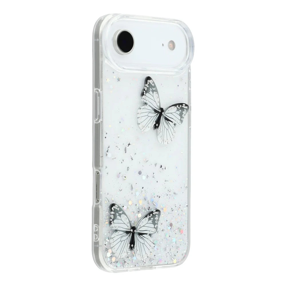 For iPhone Air Case Epoxy PVC Butterfly TPU Aesthetics Phone Cover - White - 1