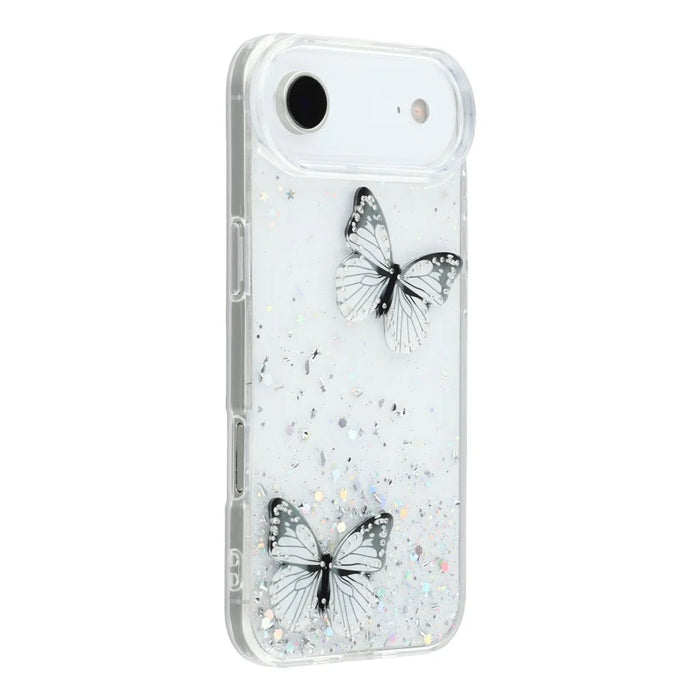 For iPhone Air Case Epoxy PVC Butterfly TPU Aesthetics Phone Cover - White - 1