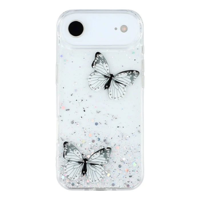 For iPhone Air Case Epoxy PVC Butterfly TPU Aesthetics Phone Cover - White - 3