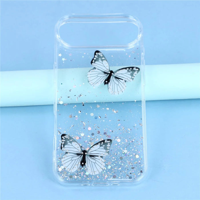 For iPhone Air Case Epoxy PVC Butterfly TPU Aesthetics Phone Cover - White - 6