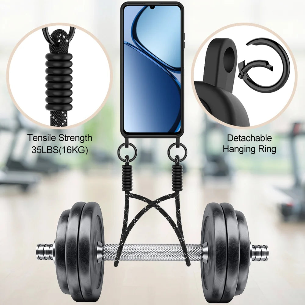 For Realme Note 60 / Realme Note 60x 4G / Realme C61 4G / Realme C61 (India) 4G / Realme Narzo N63 4G / Realme C63 4G Liquid Silicone Case  Phone Back Cover with Card Holder and Short Strap - Black - 4