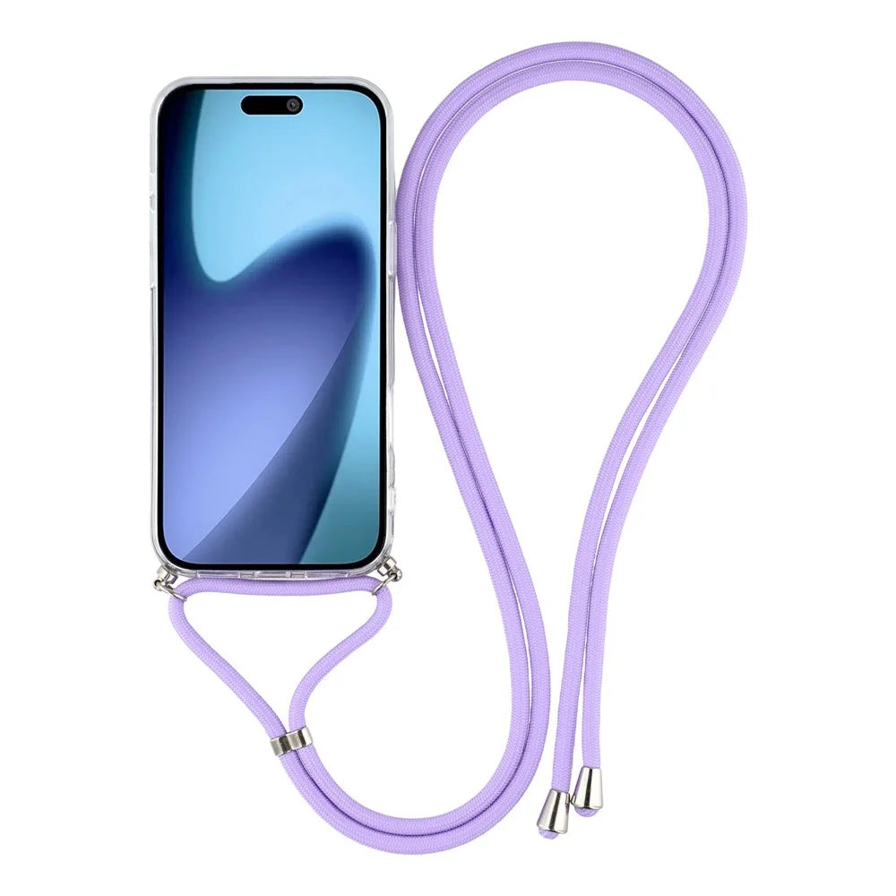 For iPhone Air Case Cute Bling TPU Epoxy Phone Cover with Lanyard - Purple - 2