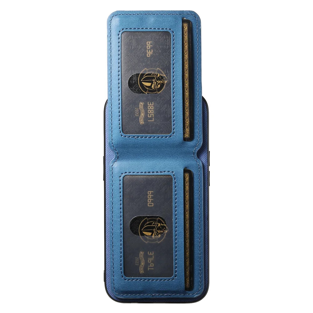 For Samsung Galaxy A18 5G / A18 4G / A17 5G / A17 4G Case Cloth Texture Leather + PC + TPU RFID Blocking Phone Cover with Card Holder - Blue - 4