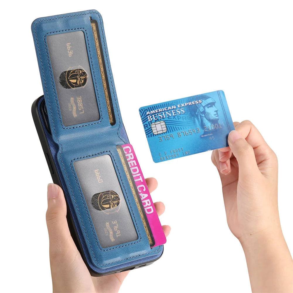 For Samsung Galaxy A18 5G / A18 4G / A17 5G / A17 4G Case Cloth Texture Leather + PC + TPU RFID Blocking Phone Cover with Card Holder - Blue - 6