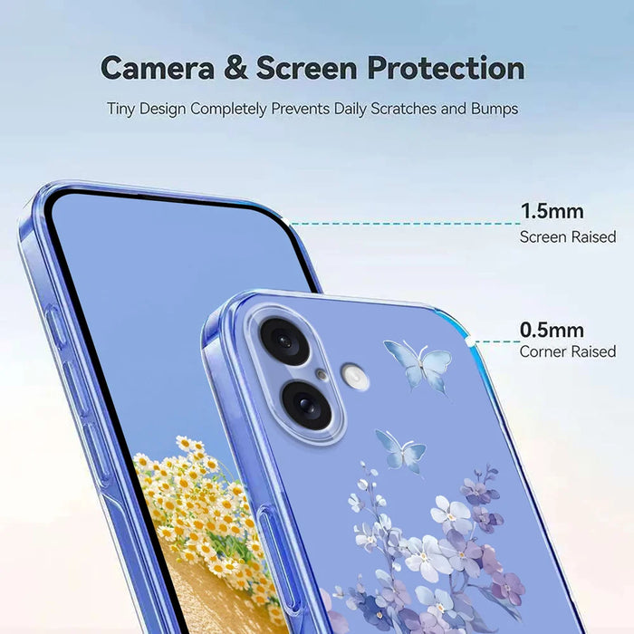 For iPhone 16 Case Butterfly Floral Pattern Printing TPU Phone Back Cover - Violets - 4