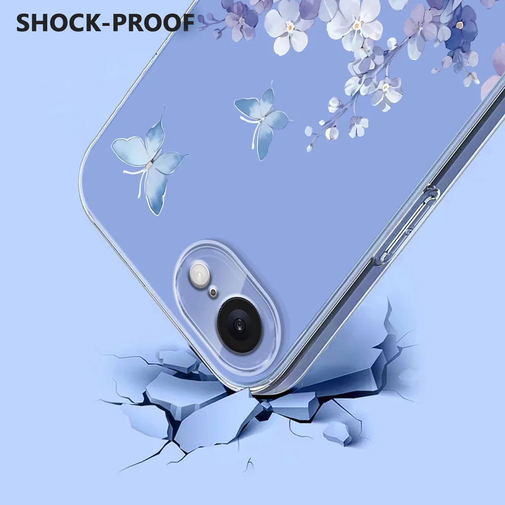 For iPhone 17e / 16e Case Butterfly Floral Pattern Printing TPU Phone Back Cover - Violets - 3