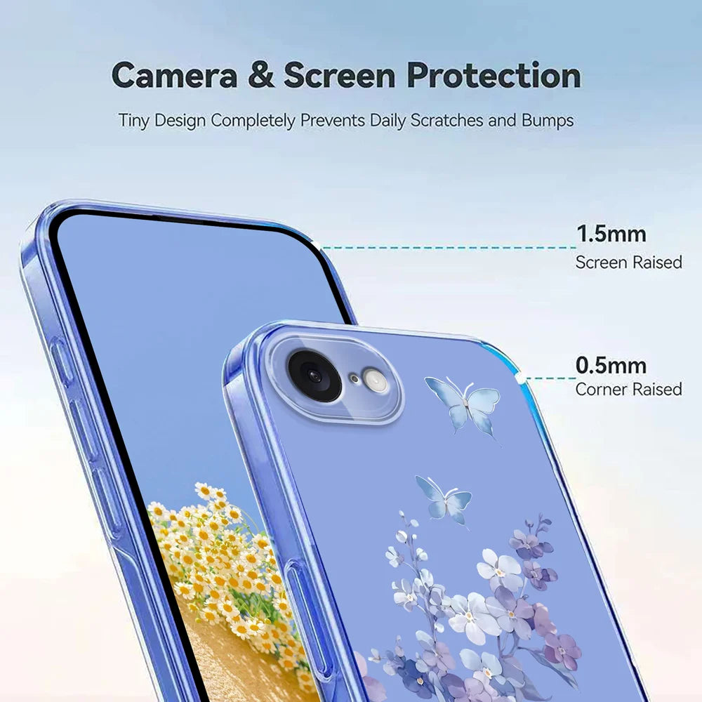 For iPhone 17e / 16e Case Butterfly Floral Pattern Printing TPU Phone Back Cover - Violets - 4