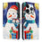 For iPhone 16 Pro Wallet Case Christmas Pattern Printing Leather Phone Cover with Lanyard - Gift Box Snowman - 1